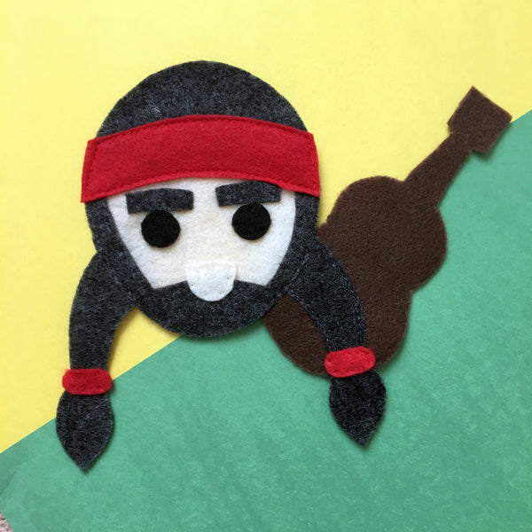 Willie the Music Man - Iron On Applique/Patch - Made Out of 100% Recycled Felts