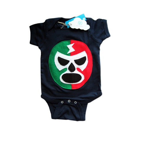 Baby Onesie - Luchador Rojo + Verde - Red + Green Mexican Wrestler