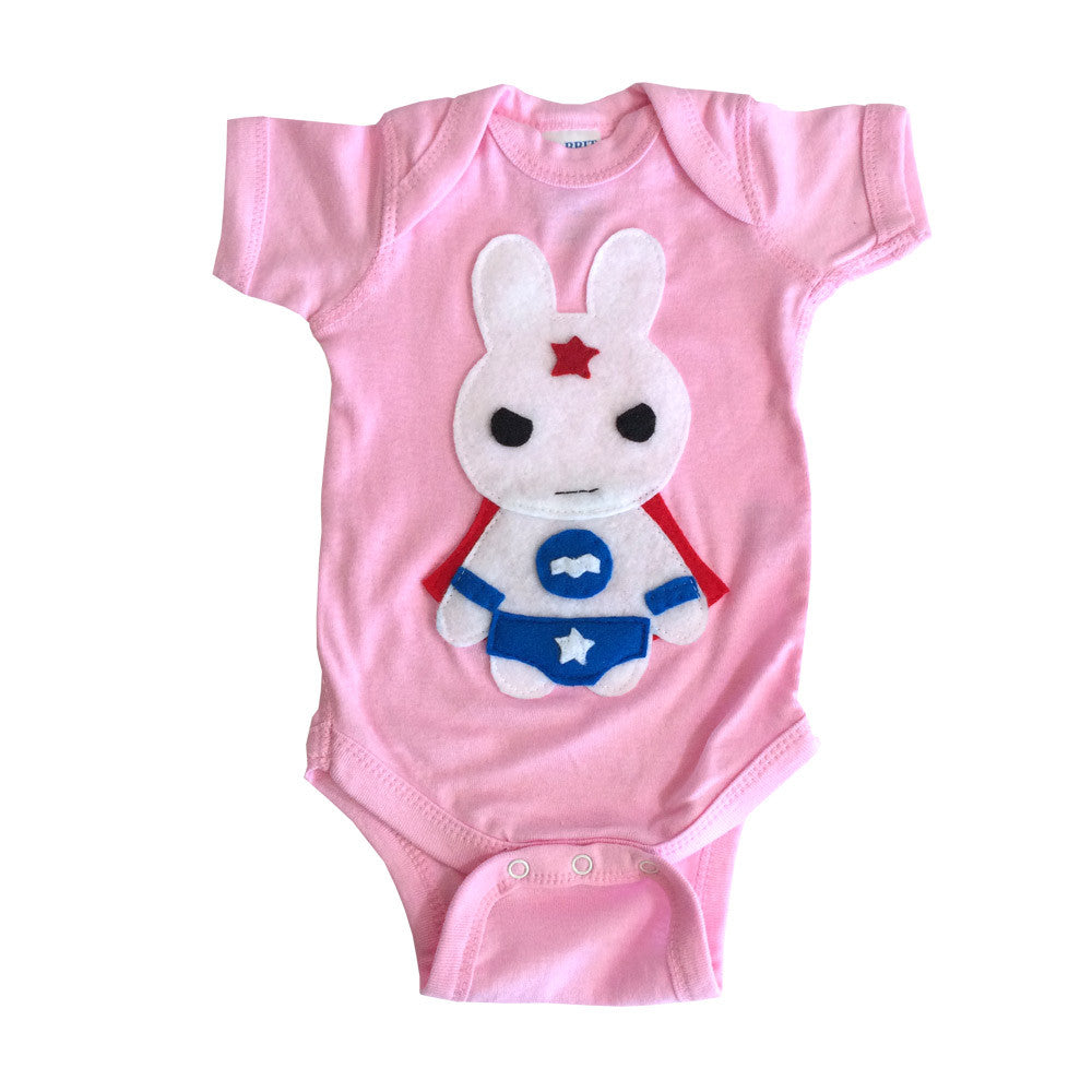 Super Hero Onesie -Team Super Animals - Star Bunny Infant Bodysuit - Baby Shower Gift